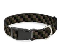 Plastic Clip Collar Checker Trio Tan/Black/Olive Small 9.5-13"