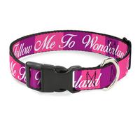 Plastic Clip Collar Cheshire Cat Stripe/FOLLOW ME TO WONDERLAND Pink/Purple/Whit