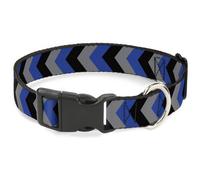 Plastic Clip Collar Chevron Blue/Black/Gray NARROW-Small 7-8.5"