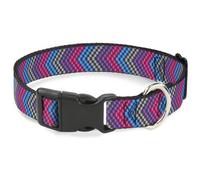 Plastic Clip Collar Chevron Weave Gray/Lavender/Pink/Baby Blue NARROW-Small 7-8.