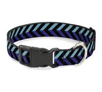 Plastic Clip Collar Chevron3 Split Turquoise/Purple/Black NARROW-Small 7-8.5"