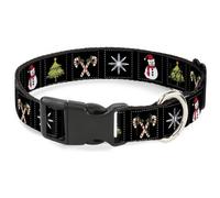 Plastic Clip Collar Christmas Blocks Black/White/Multi Color NARROW-Small 7-8.5"