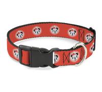 Plastic Clip Collar Christmas Holiday Mickey Mouse Face Starburst Red WIDE-Small