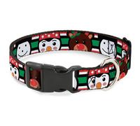 Plastic Clip Collar Christmas Penguin/Reindeer/Snowman Stripe Red/White/Black/Gr