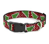 Plastic Clip Collar Christmas Trees/Stars Red/White/Green NARROW-Large 9.5-14.5"