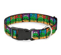 Plastic Clip Collar Classic TMNT Face Blocks Black/Multi Color WIDE-Medium 16-23