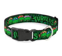 Plastic Clip Collar Classic TMNT Group Faces/TURTLES Turtle Shell Black/Green Sm