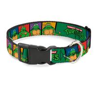 Plastic Clip Collar Classic TMNT Group Pose3/TMNT Logo Green/Multi Color WIDE-La