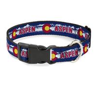 Plastic Clip Collar Colorado ASPEN Flag/Snowy Mountains Weathered Blue/White/Red