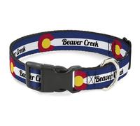 Plastic Clip Collar Colorado BEAVER CREEK Flag Blue/White/Red/Yellow Large 15-24