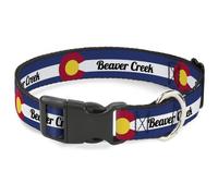 Plastic Clip Collar Colorado BEAVER CREEK Flag Blue/White/Red/Yellow WIDE-Small