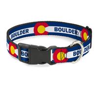 Plastic Clip Collar Colorado BOULDER Flag Blue/White/Red/Yellow NARROW-Small 7-8