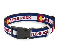 Plastic Clip Collar Colorado CASTLE ROCK Flag Blue/White/Red/Yellows Large 15-24