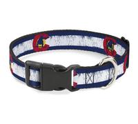 Plastic Clip Collar Colorado Flag/Snowboarder Weathered NARROW-Medium 8.5-12"