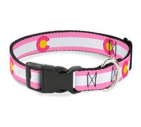 Plastic Clip Collar Colorado Flags5 Repeat Light Pink/White/Pink/Yellow WIDE-Med