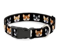 Plastic Clip Collar Corgi 3-Faces Black NARROW-Small 7-8.5"
