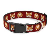 Plastic Clip Collar Corgi Face/Rump Red NARROW-Medium 8.5-12"