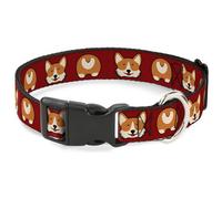 Plastic Clip Collar Corgi Face/Rump Red NARROW-Medium 8.5-12"