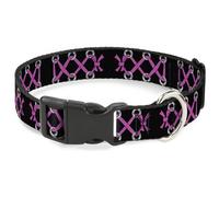Plastic Clip Collar Corset Lace Up Black/Fuchsia WIDE-Large 20-31"
