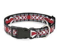 Plastic Clip Collar Corset Lace Up w/Bow Black/Red NARROW-Medium 8.5-12"