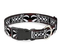 Plastic Clip Collar Corset Lace Up w/Bow Red Plaid/Black WIDE-Medium 16-23"