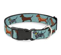 Plastic Clip Collar Dachshund 4-Dogs/Paws Aquas NARROW-Large 9.5-14.5"