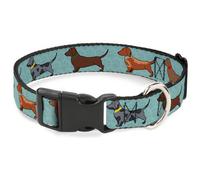 Plastic Clip Collar Dachshund 4-Dogs/Paws Aquas WIDE-Medium 16-23"
