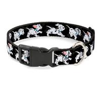 Plastic Clip Collar Dalmatians Running/Paws Black/Gray/White/Black Large 15-24"
