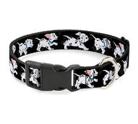 Plastic Clip Collar Dalmatians Running/Paws Black/Gray/White/Black Medium 11-16.