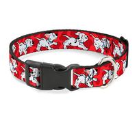 Plastic Clip Collar Dalmatians Running/Paws Reds/White/Black WIDE-Small 13-17"