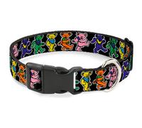 Plastic Clip Collar Dancing Bears Black/Multi Color NARROW-Small 7-8.5"