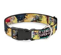 Plastic Clip Collar DC LEAGUE OF SUPER-PETS 6-Superhero Pet Poses Collage Yellow