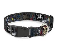 Plastic Clip Collar Dead Men Tell No Tales Gray WIDE-Large 20-31"