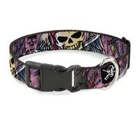 Plastic Clip Collar Dead Men Tell No Tales Pink WIDE-Small 13-17"