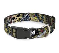 Plastic Clip Collar Dead Men Tell No Tales Tan WIDE-Medium 16-23"