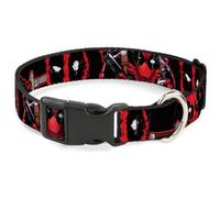Plastic Clip Collar Deadpool 2-Action Poses/Splatter Logo Black/Red/White WIDE-L