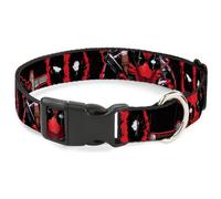 Plastic Clip Collar Deadpool 2-Action Poses/Splatter Logo Black/Red/White WIDE-M