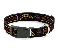 Plastic Clip Collar DEADPOOL'S CHIMICHANGAS and Logo Black/Gold/Red Medium 11-16