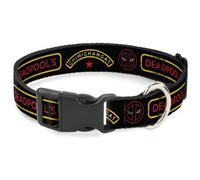 Plastic Clip Collar DEADPOOL'S CHIMICHANGAS and Logo Black/Gold/Red NARROW-Mediu