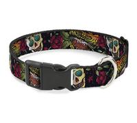 Plastic Clip Collar Death Before Dishonor CLOSE-UP Black WIDE-Small 13-17"