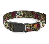 Plastic Clip Collar Death Before Dishonor Olive NARROW-Large 9.5-14.5"