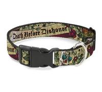 Plastic Clip Collar Death Before Dishonor Tan NARROW-Large 9.5-14.5"
