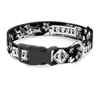 Plastic Clip Collar Death or Glory Black/White WIDE-Medium 16-23"