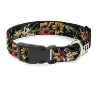 Plastic Clip Collar Death or Glory Black WIDE-Small 13-17"