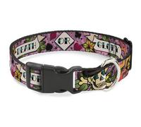 Plastic Clip Collar Death or Glory Pink WIDE-Small 13-17"