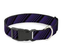 Plastic Clip Collar Diagonal Stripes Black/Purple WIDE-Large 20-31"