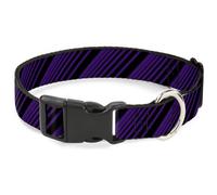 Plastic Clip Collar Diagonal Stripes Purples WIDE-Small 13-17"