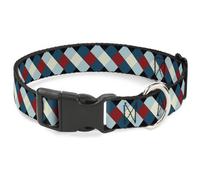 Plastic Clip Collar Diamond Plaid Blues/Khaki/Red NARROW-Small 7-8.5"