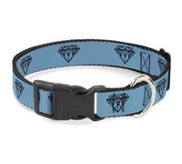 Plastic Clip Collar Diamond Sketch Turquoise/Black WIDE-Medium 16-23"