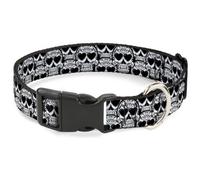 Plastic Clip Collar Diamond Sugar Skull Stacked Black/Silver Fade/White NARROW-L